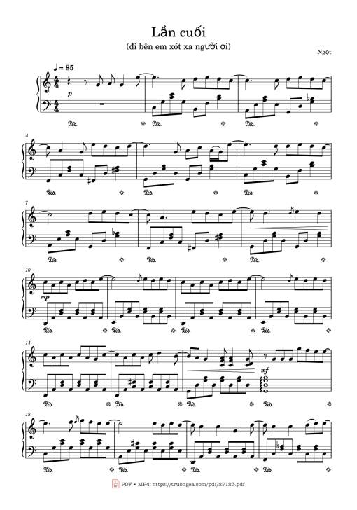 Sheet PDF of Lần cuối Piano