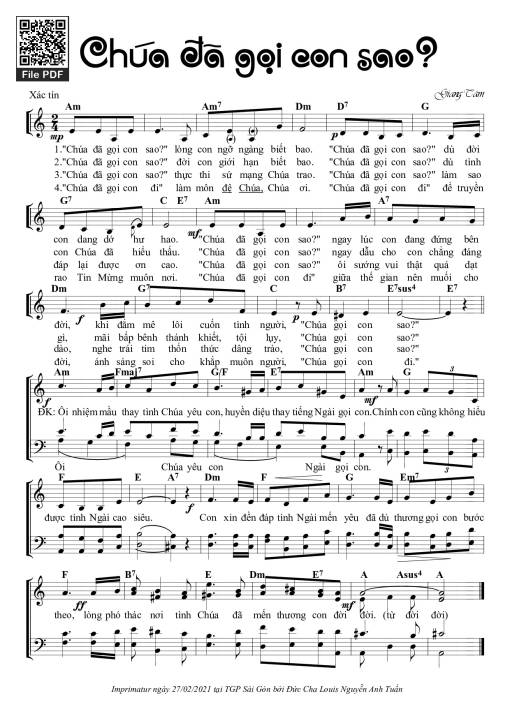 Sheet PDF of Chúa Đã Gọi Con Sao?
