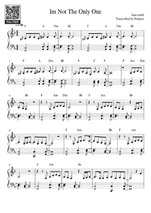 Sheet PDF of Im Not The Only One Piano