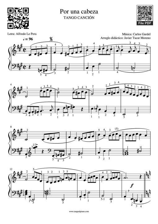 Sheet PDF of Por una cabeza Piano