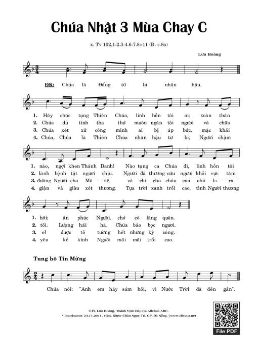 Thánh Vịnh 102 (Chúa Nhật 3 Mùa Chay C)