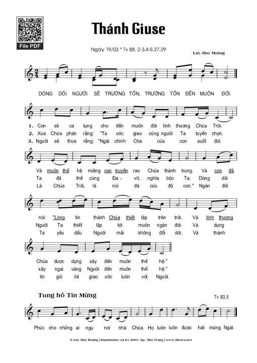 Thánh Vịnh 88 (Thánh Giu-se Ngày 19/3)