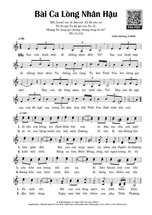 Sheet PDF of Bài Ca Lòng Nhân Hậu