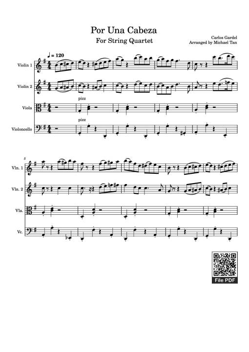 Sheet PDF of Por Una Cabeza Violin