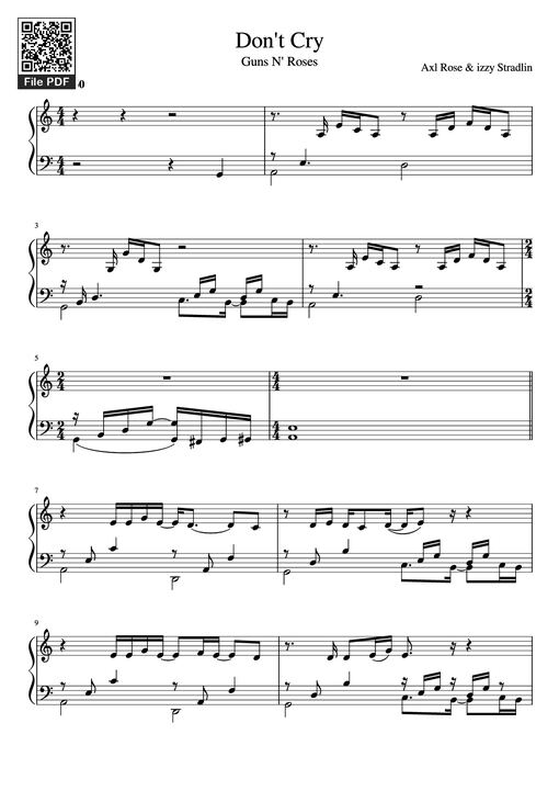 Don't Cry Piano - Axl Rose & Izzy Stradlin