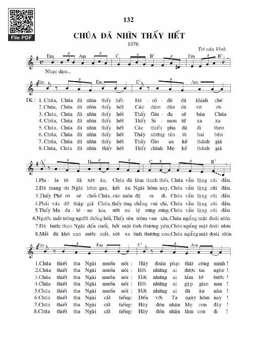 Sheet PDF of Chúa đã nhìn thấy hết