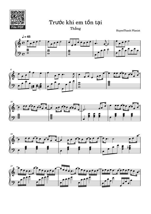 Sheet PDF of Trước khi em tồn tại Piano