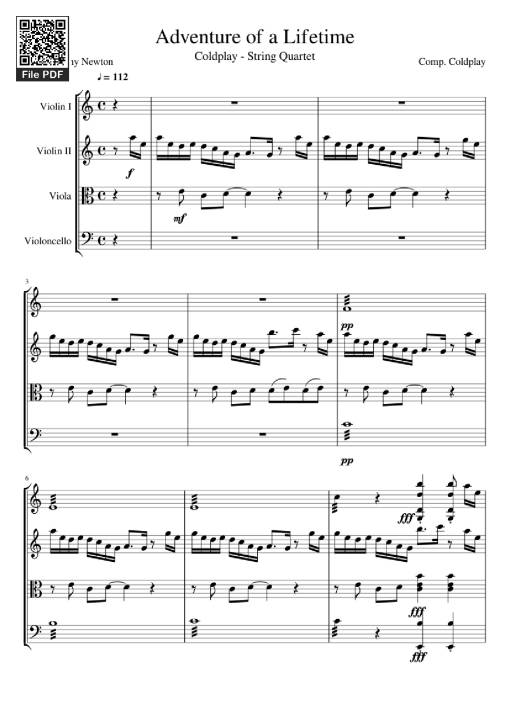 Sheet PDF of Adventure of a Lifetime Violin