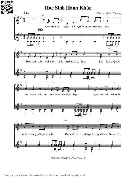 Sheet PDF of Học sinh hành khúc