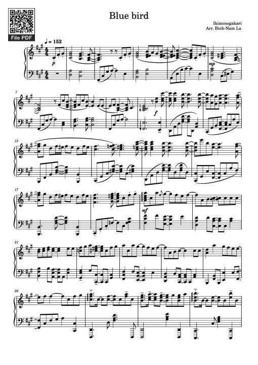 Sheet PDF of Blue bird Piano