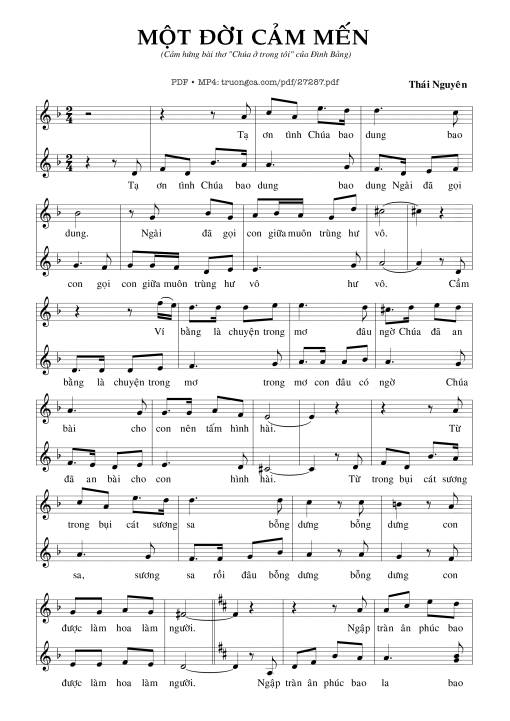 Sheet PDF of Một Đời Cảm Mến