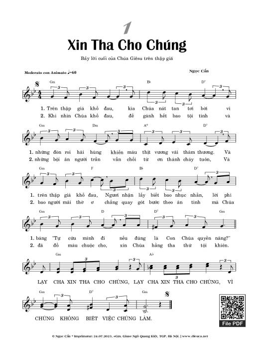 Sheet PDF of Xin Tha Cho Chúng