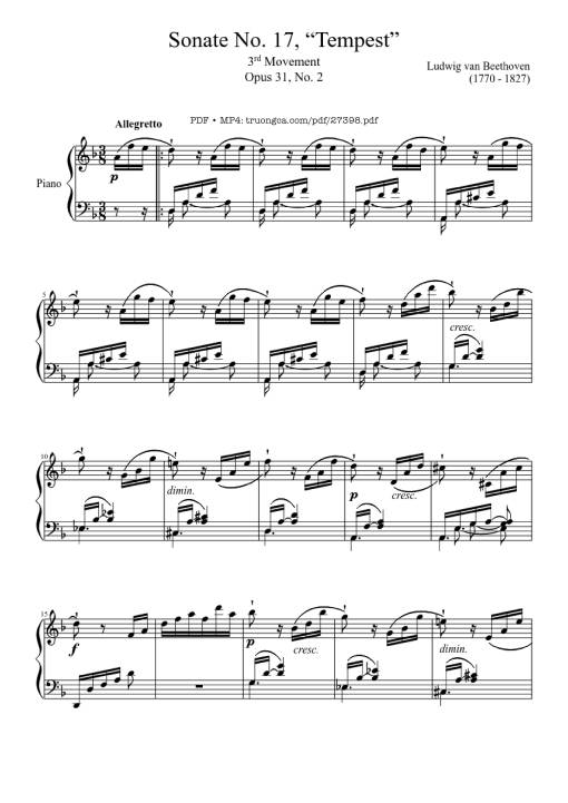 Sonate No. 17, Tempest (3rd Movement)