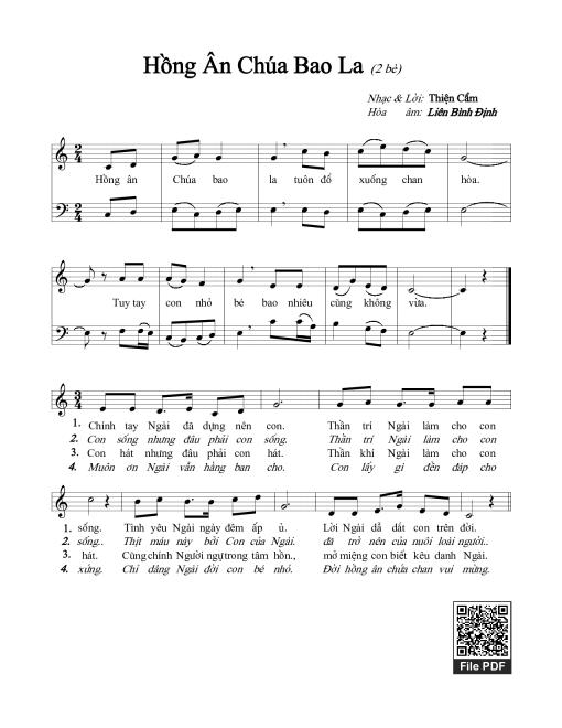 Sheet PDF of Hồng Ân Chúa Bao La