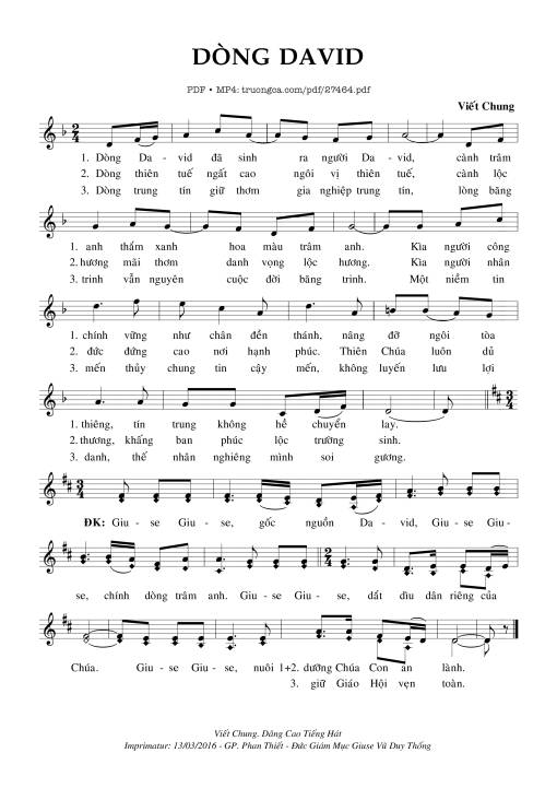 Sheet PDF of Dòng David - Viết Chung