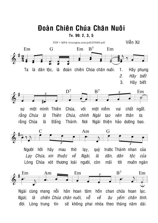 Sheet PDF of Thánh Vịnh 99, Đoàn Chiên Chúa Chăn Nuôi