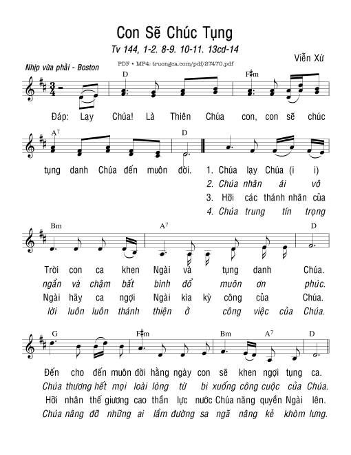 Thánh Vịnh 144, Con Sẽ Chúc Tụng