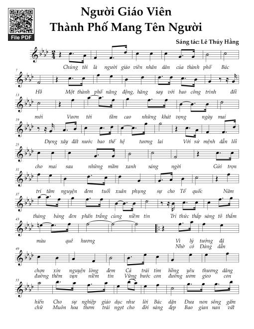 Sheet PDF of Người giáo viên thành phố mang tên Người