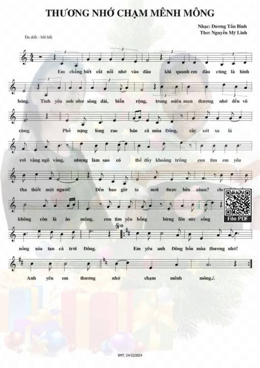 Sheet PDF of Thương nhớ chạm mênh mông