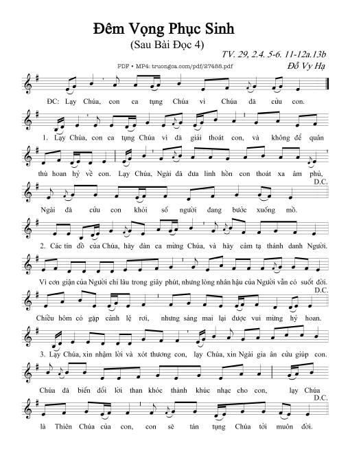 Thánh Vịnh 29, Dêm Vọng Phục Sinh - Sau Bài Đọc 4