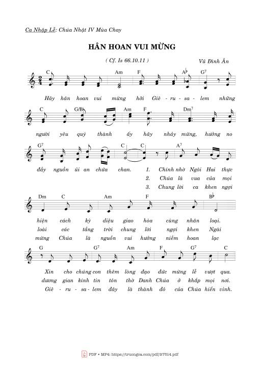 Sheet PDF of Hân Hoan Vui Mừng