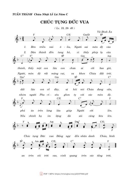 Sheet PDF of Chúc Tụng Đức Vua