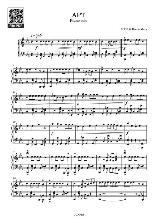 APT Piano solo - ROSE & Bruno Mars