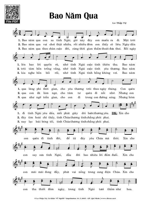 Sheet PDF of Bao Năm Qua - La Thập Tự