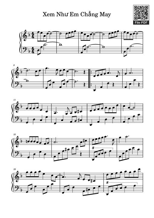 Sheet PDF of Xem Như Em Chẳng May Piano