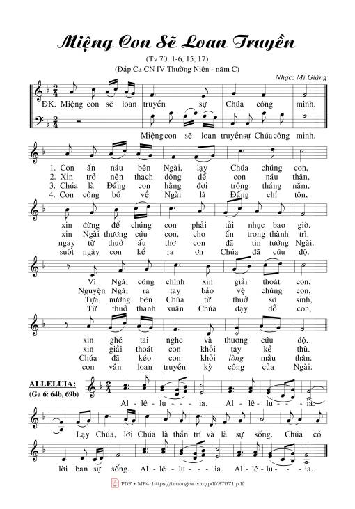 Thánh Vịnh 70, Miệng Con Sẽ Loan Truyền