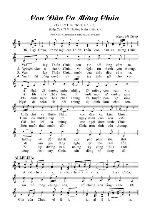 Thánh Vịnh 137, Con Đàn Ca Mừng Chúa