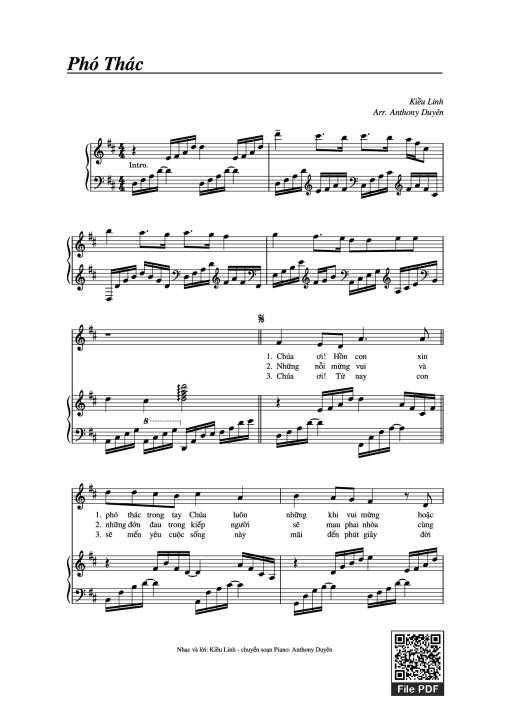 Sheet PDF of Phó Thác Piano đệm hát