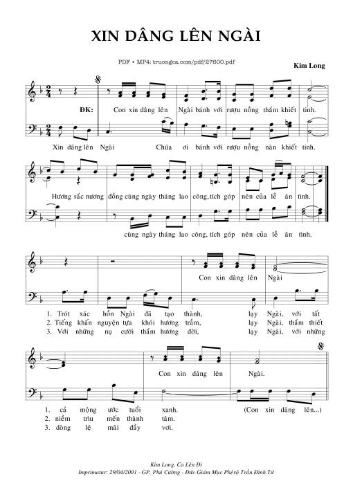 Sheet PDF of Xin Dâng Lên Ngài