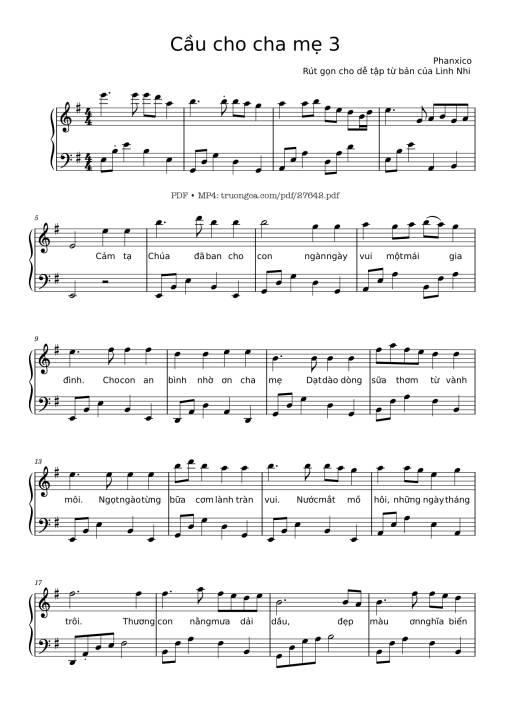 Cầu cho cha mẹ 3 Piano