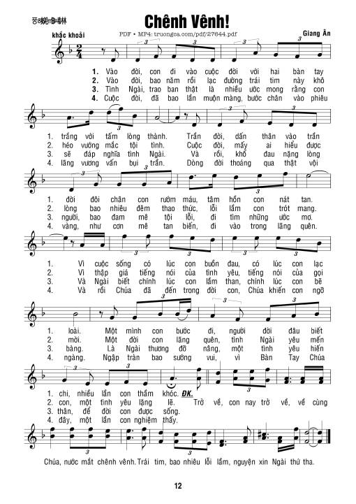 Sheet PDF of Chênh Vênh - Giang Ân