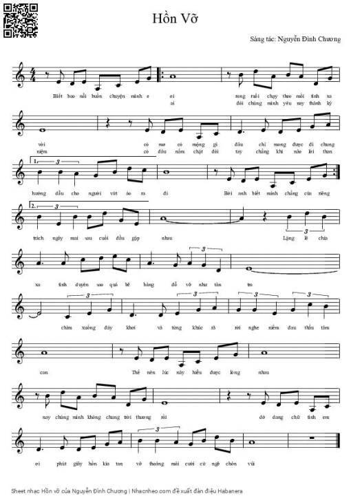 Sheet PDF of Hồn vỡ - Nguyễn Đình Chương