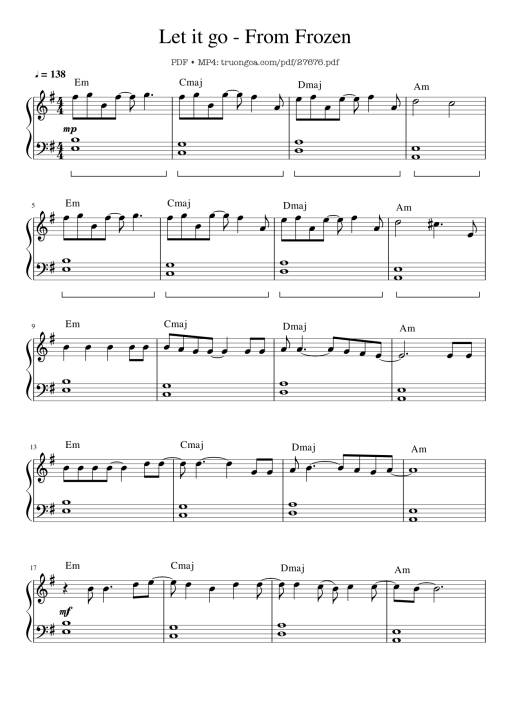 Sheet PDF of Let it go Piano (easy)