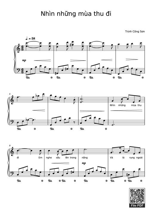 Sheet PDF of Nhìn những mùa thu đi Piano