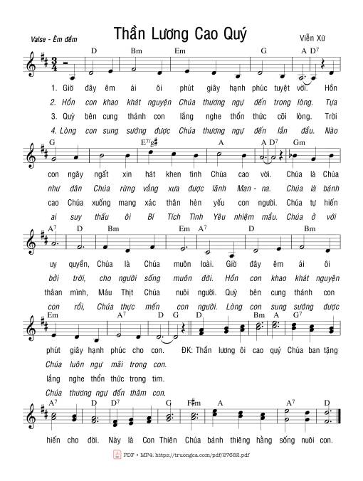 Sheet PDF of Thần Lương Cao Quý