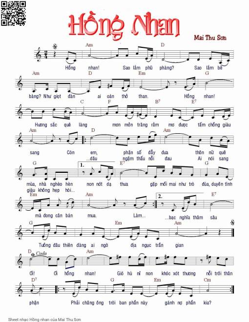 Sheet PDF of Hồng nhan - Mai Thu Sơn