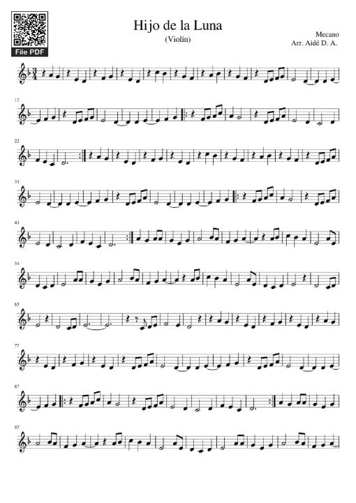 Sheet PDF of Hijo de la Luna Piano
