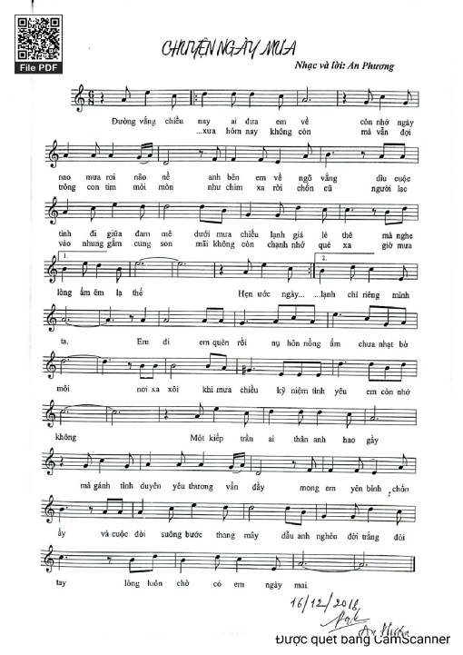 Sheet PDF of Chuyện ngày mưa