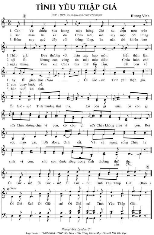 Sheet PDF of Tình Yêu Thập Giá