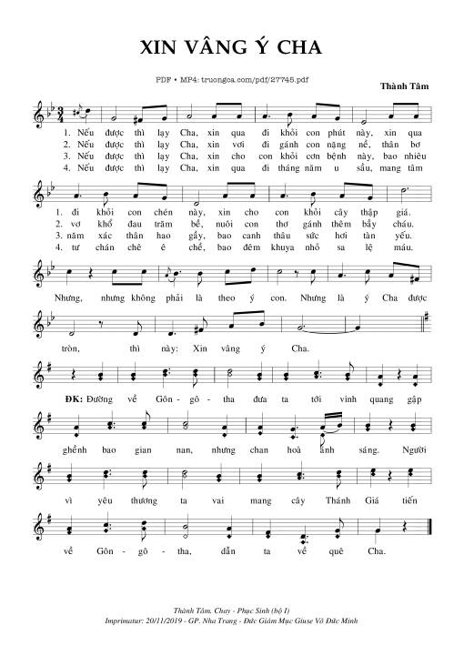 Xin Vâng Ý Cha - Thành Tâm