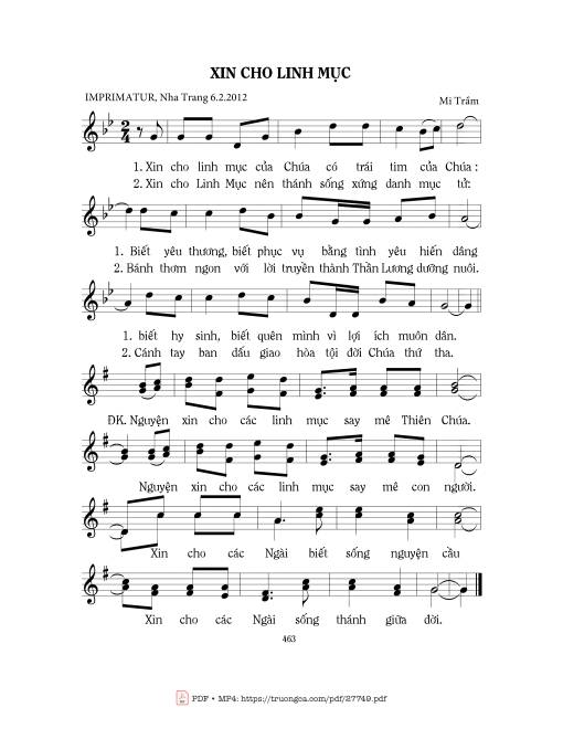 Sheet PDF of Xin Cho Linh Mục
