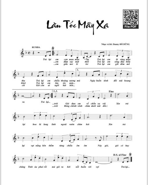 Sheet PDF of Làn tóc mây xa