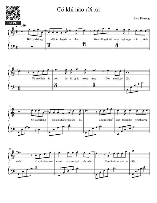 Sheet PDF of Có khi nào rời xa Piano