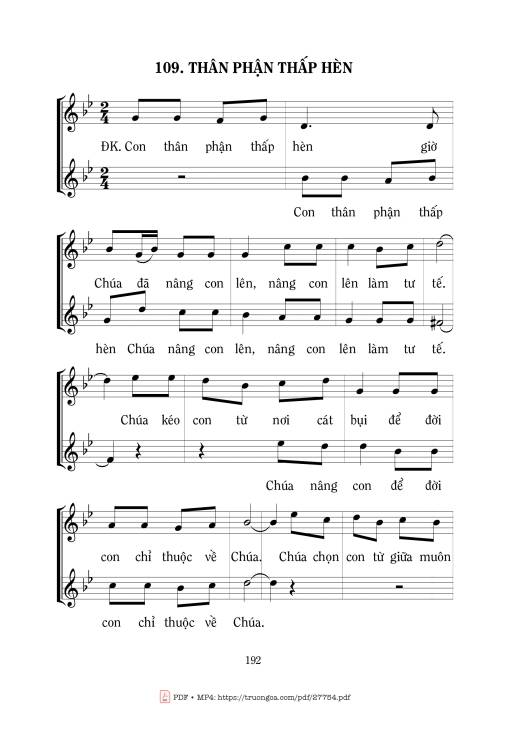 Sheet PDF of Thân Phận Thấp Hèn