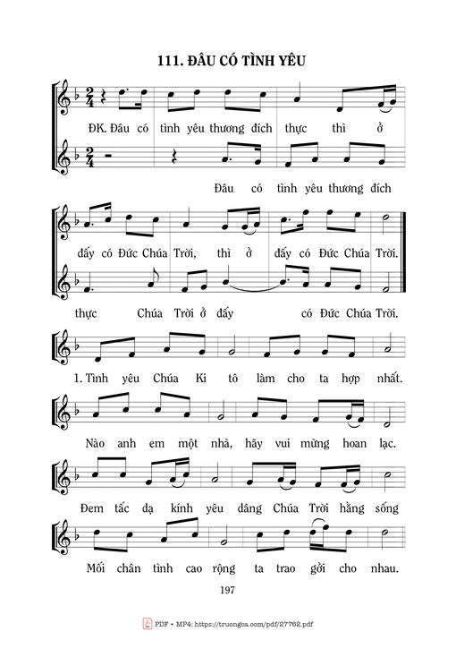 Sheet PDF of Đâu Có Tình Yêu