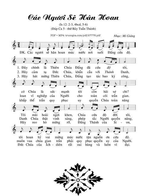 Sheet PDF of Các Ngươi Sẽ Hân Hoan